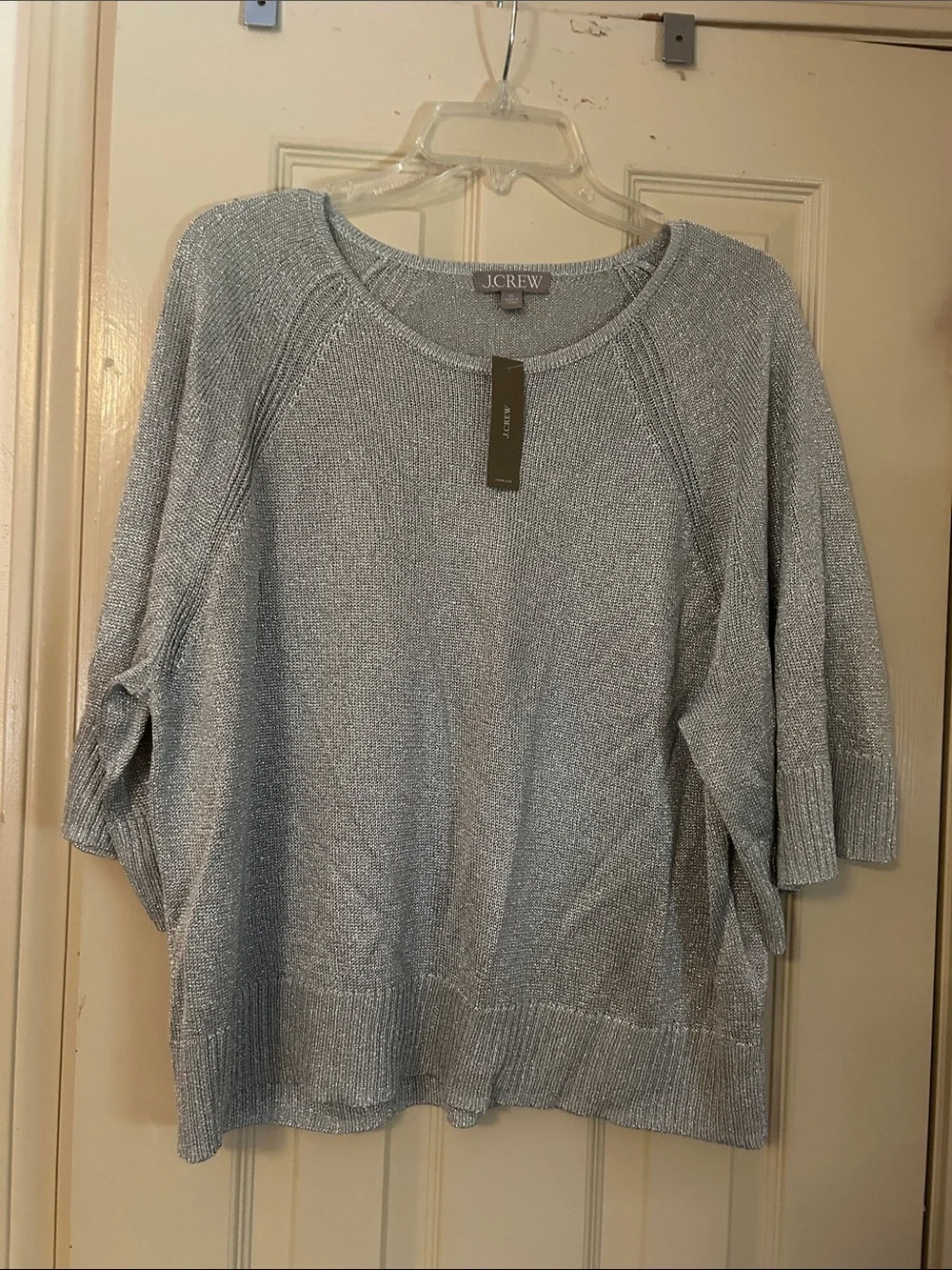 J. Crew Silver Metallic Crewneck Sweater